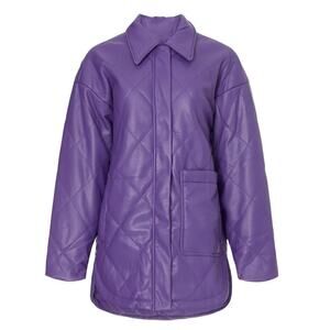 Apparis Stevie Jacket Quilted Vegan Faux Leather Moto Coat Purple Size M